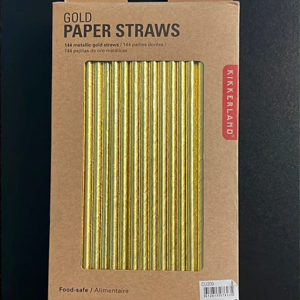 gold paper straws 144 units-NIB